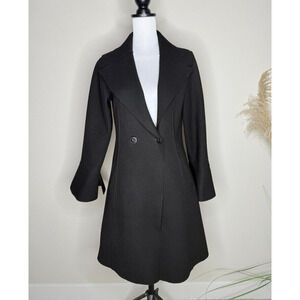 Nordstrom Halogen Wool Blend Long Car Coat Flare Button Waist Trench XS Parka